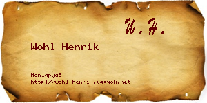 Wohl Henrik névjegykártya